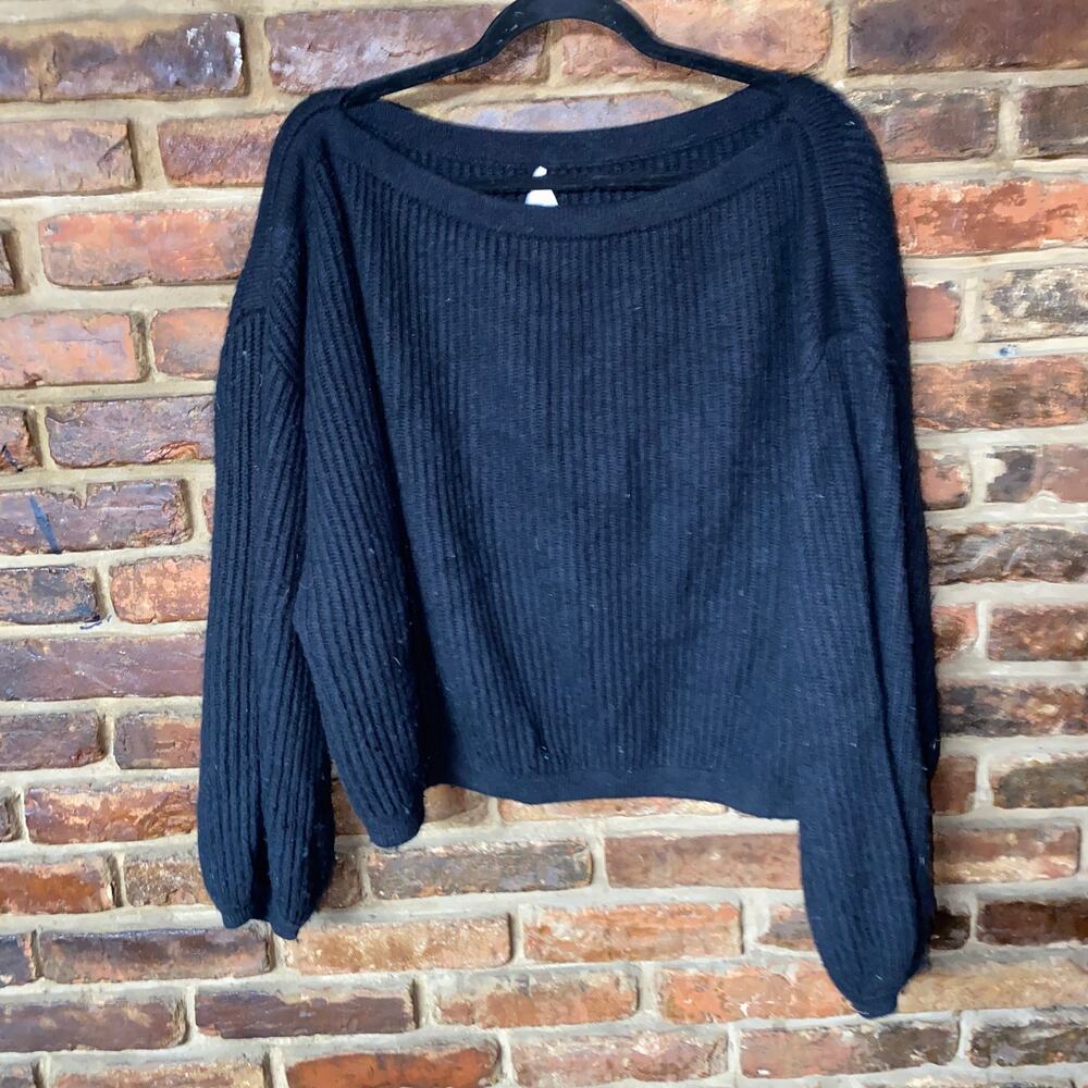 Shop Meg Navy Blue Heavyweight Chunky Knit Crop Sweater Women's Size Large